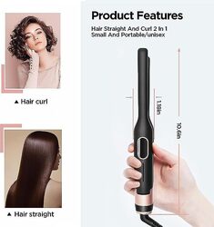GStorm - 2 in 1 Hair Straightener and Curler Flat Mini Iron Straightening Styling Tool Corrugation Curling Iron, Ceramic Hair Crimper